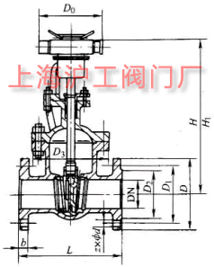 Z941H-16Q、Z941H-25Q 型電動楔式鑄鐵閘閥主要外形及結構尺寸示意圖